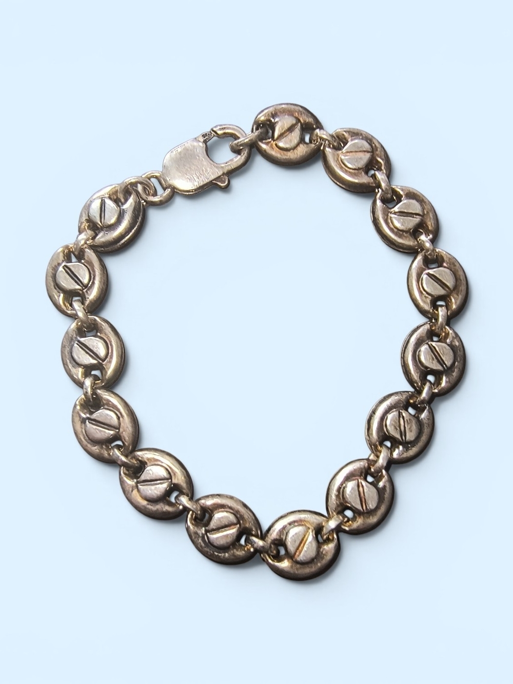 Sterling Silver Screw Motif Chunky Link Bracelet